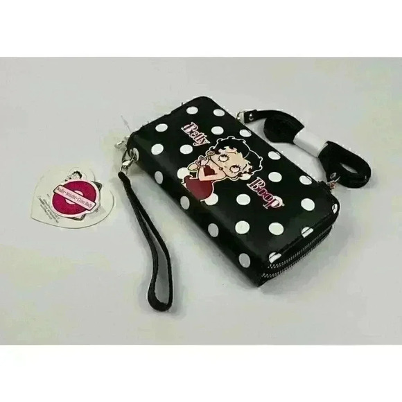 NEW! Betty Boop Womens Lany Vegan Crossbody Wristlet Wallet Bag - Picture 3 of 4